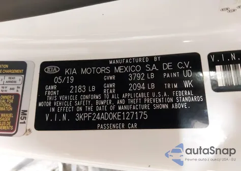 2019 Kia Forte Lxs from USA, damaged, VIN 3KPF24AD0KE127175